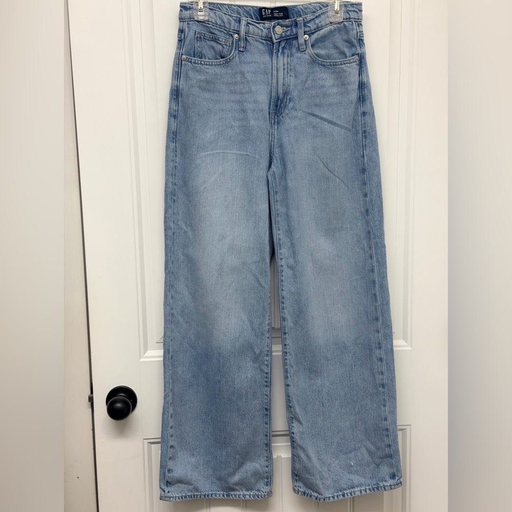 GAP Wide-Leg classic blue Women’s high rise straight leg Jeans size 26 - Picture 1 of 8